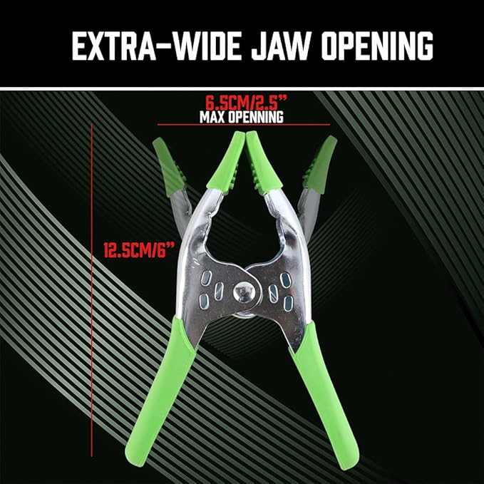 SWANLAKE 16PCS 6" inch Spring Clamp, Heavy Duty Spring Metal Spring Clamps, 2.5"-inch Jaw opening (6inch 16-Piece)