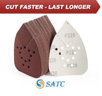 S SATC Mouse Sander Sandpaper 50PCS Mouse Sanding Pads 12 Holes Hook and Loop Sandpaper 220 Grit Detail Palm Sand Paper