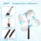 5 Pieces Retractable Mechanical Mirror Tool Telescoping Inspection Mirror Set 360 Rotation Mirrors Inspection Tool Stainless Steel Mirrors for Check Observe Vehicle, Car, Eyelashes, Small Parts