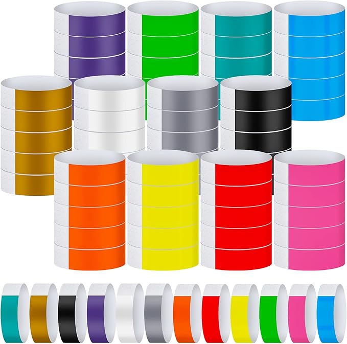 Epakh Paper Wristbands Neon Wrist Bands Waterproof Handbands for Events Lightweight Concert Wristbands Neon Colored Adhesive Wrist Band for Party