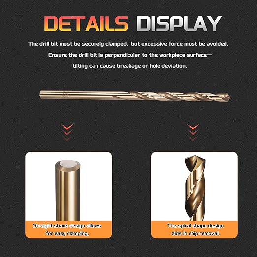 Drill Bit, #31 Cutting Diameter, 4341 HSS Gold Finish 135° Cutting Angle Number Jobber Bits - (Applications: for Drilling Soft Metal Plastic Wood), 5-Pieces