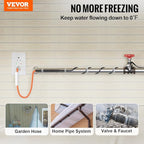 VEVOR Self-Regulating Pipe Heating Cable, 12FT 5W/FT Heat Tape for Pipes Freeze Protection, Water Pipe Heat Cable with Built-in Thermostat Protects PVC Hose, Metal and Plastic Pipe from Freezing