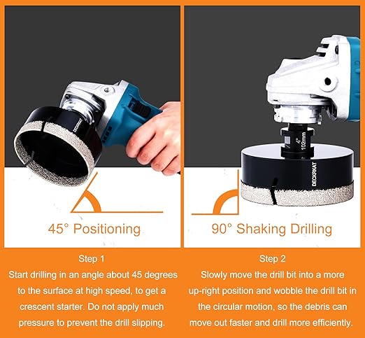 4" Diamond Hole Saw, 102mm Tile Hole Saw Drill Bit Diamond Tipped for Granite Marble Ceramic Glass Porcelain Quartz Tiles Stones Countertop, Core Drill Bits with 5/8-11 Thread for Angle Grinders
