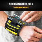 Galvanox Magnetic Wristband with Hands-Free Work Light (3-Mode) for Holding Screws Nails and Drill Bits, Durable Nylon with Powerful Magnets - Tool Gift for Men, Dad, Husband, Handyman (Yellow)