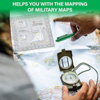 Oudain Military UTM/MGRS Coordinate Scale 7 Assorted Colors Military Map Markers Fine Point Pens Land Navigation Protractor and Map Reading and Grid Coordinate Reader Pairs with Compass