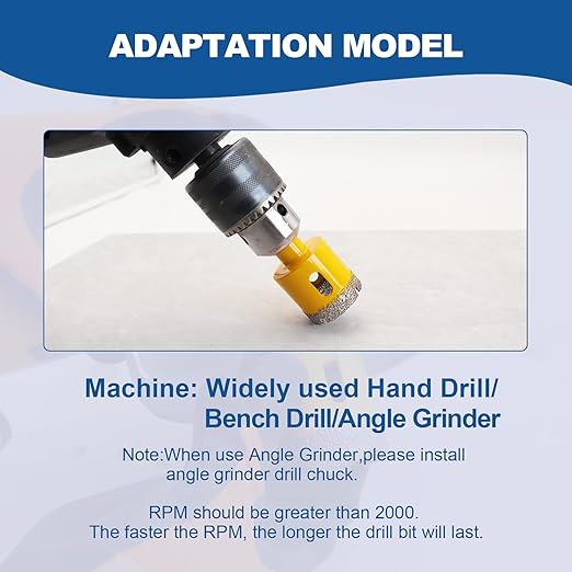 HIGHDRIL Diamond Drill Bits Kit with Triangle Shank for Porcelain Tile Ceramic Marble Brick Concrete Vacuum Brazed Hole Saw(6/8/10/20/25/28/35/45/50/65mm+35mm Hex Shank Chamfer Beveling Bit