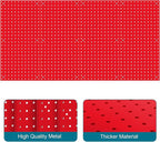 Peg Board,Pegboard Rack Garage Storage Steel Horizontal Peg Board Pack,Steel Pegboard Heavy Duty- 4 Pack 12-Inch X 24-Inch Metal Peg Board Tool Organization Panels (Red)