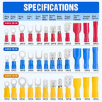 Nilight 540PCS Mixed Quick Disconnect Electrical Insulated Butt Bullet Spade Fork Ring Solderless Crimp Terminals Wire Connectors Assortment Kit