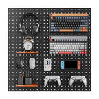 ValueMax 4 Pack Metal Pegboard Panels, 12”x 12” Heavy Duty Metal Pegboard Wall Organizer for Home, Garage, Workbench, Kitchen, Craft Room Tool Storage, Black Modular Peg Board Organizer Board