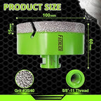 Diamond Core Drill Bits - 4" Tile Hole Saw 100mm Ceramic Drill Bit Vacuum Brazed for Porcelain Tile Granite Marble Masonry