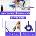 NIFUAL 150FT Sewer Jetter Kit for Pressure Washer, 5800PSI Drain Cleaner Hose 1/4 Inch NPT Corner, Rotating and Button Hose Sewer Jetting Nozzle Waterproof Tape Pearl Corsage Pin Spanner Glove