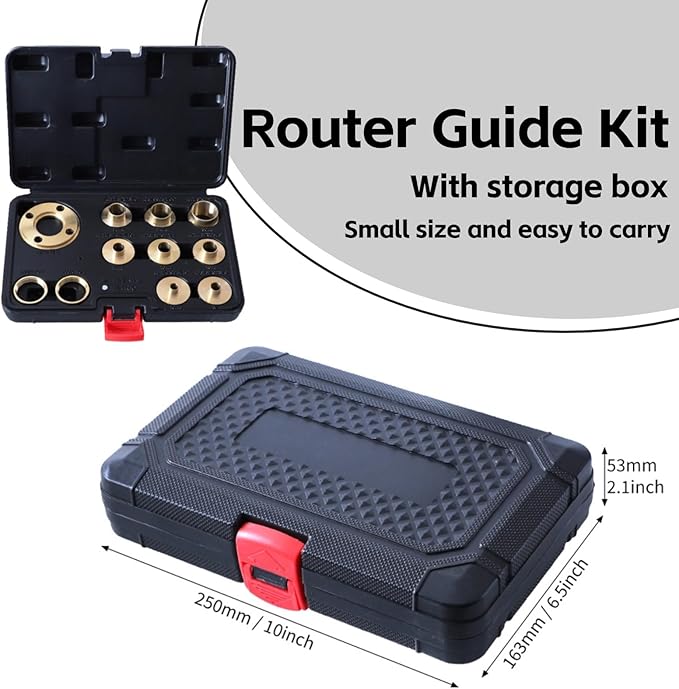 11Pcs/Set Router Bushing Guide Set, Brass Template Router Bushing Kit, 8 Sizes, Router Accessory with Lock Nut for Cut?Out Work Dovetailing