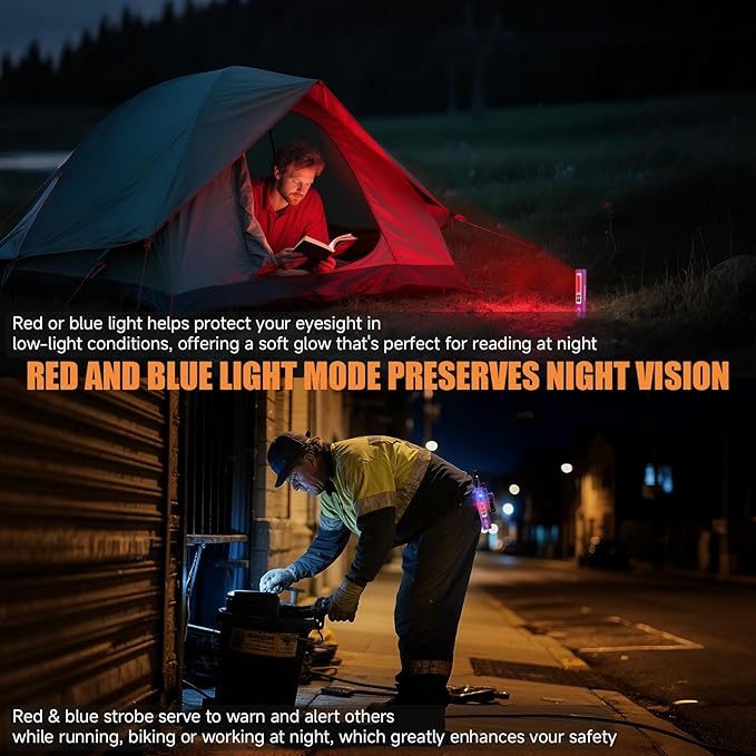 Rechargeable Tactical Flashlights High Lumens - Super Bright Small Powerful LED Magnetic USB C Flashlight, 8 Modes, Dual Button Waterproof Pocket Flash Light for Emergency, Car (2, Purple)