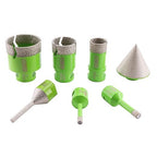 Diamond Core Drill Bits Set - 6/8/25/35/50mm+6-25mm Hole Saw Kit with 2" Tile Chamfer Bit for Porcelain, Ceramic, Granite, Marble