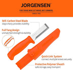 Jorgensen Wood Chisel Knife with Sheath, Wood Chisel for Woodworking with Ergonomic Handle, SK5 Carbon Steel Blade, Full Tang Design, for Carving, Whittling, Splitting