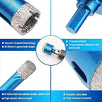 Diamond Hole Saw Kit - Porcelain Tile to Granite Drilling, 9pcs Diamond Drill Bits with Triangle Shank (6 8 10 20 25 32 35 43 50mm)