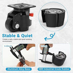 Nefish Leveling Casters Set of 4 Heavy Duty 80F, Retractable Caster Wheel for Workbench, Ratchet Arm Design 3300 LBS Capacity, 360 Degree Swivel Castor with Rubber Foot for Furniture, Equipment