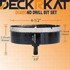 4-1/2 inch Diamond Hole-Saw Bits with Pilot Drill Bit -4-1/2" Diamond Tipped Tile Hole Saws with Guiding Bit Accurate Drilling for Porcelain Tile Ceramic Pottery Granite Stone Glass Bottles 115mm.