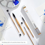 MEEDEN Watercolor Brushes Professional - Synthetic Squirrel Hair Artist Paint Brushes Set with Beech Wood Handle Great for Artists Hobbyists Size 4