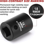 CASOMAN 1/2" Drive x 18mm Impact Socket, 6-Point, Metric, CR-MO