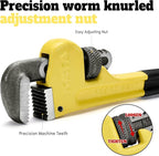 8 Inch Heavy Duty Pipe Wrench, Forged High Carbon Steel Adjustable Wrench with Non-Slip Serrated Jaws, Compact Plumbing Tool for Tight Spaces