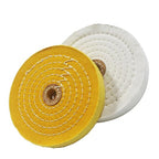 𝐋𝐮𝐨 𝐤𝐞 2 Pcs 6'' Extra Thick Cotton Buffing Wheel - 1/2'' Arbor Hole Spiral Sewn Muslin Cotton Polishing Wheel with for Bench Grinder Table Grinder (White & Yellow)