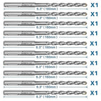 10-Piece 1/4” SDS Plus Drill Bits Rotary Hammer Drill Bit Set, Carbide Tipped for Drilling Concrete Cement Porcelain Tiles Ceramic Pots Stone Brick, Diameter 6mm, 160mm Long, SDS Plus Shank