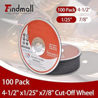 Cut Off Wheels 100 Pack 4-1/2 x 1/25 x 7/8 Inch Metal and Stainless Steel Cutting Discs for Angle Grinders