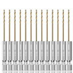 13PC 1/16" Titanium Coated Twist Hex Shank Drill Bit Set, 135 Degree Tip HSS Drill Bit Sets, Impact Driver Drill Bits for Wood, Steel, Metal, Plastic with Quick Change Design