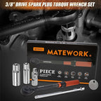 3/8-Inch Drive Torque Wrench, 6PCS Magnetic Spark Plug Socket Set with Torque Wrench 3/8 Drive (10-45 FT.LB/13.6-61 Nm), Includes Spark Plug Gap Tool, Universal Joint, 10” Extension Bar