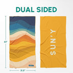 SUN'Y Waffle Microfiber Beach Towel – Sand Free, Quick Dry, Ultra Absorbent, Lightweight & Compact Travel Towel with Carry Bag - Large (63” x 31.5”), Boho