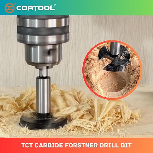4 Inch Forstner Drill Bit, Triple-Flute Carbide Tipped Forstner Bit for Hard Wood, Soft Wood, Veneered Plywood, Plastic, Drilling Hole Saw Woodworking Hinge Cutter Tool