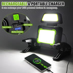 Rechargeable Work Light with Clamp, 3000 Lumen Magnetic Work Light Battery Powered with 5 Light Modes, 350° Rotation, Portable Job Site Lighting for Construction Site, Workshop, Car Repairing