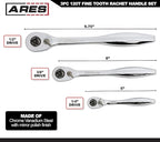 ARES 42067 – 120 Tooth Ratchet Set – 1/4-Inch, 3/8-Inch, and 1/2-Inch Drive - 3 Degree Swing Arc – Reversible Ratcheting Mechanism - Ergonomic Handle and Professional Gear Structure