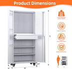 Metal Garage Storage Cabinet with Wheels,71" H Rolling Tool Cabinet with Pegboard,Hooks and 1 Drawer for Garage Warehouse Home, Assembly Required,White