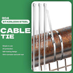 Stainless Steel Cable Tie Gun Set, with 150PCS Metal Zip Ties (Includ 6, 7.8, 9.8, 11.8 Inch), Adjustable Fastening Cutting Tie Tool Sets for Fencing, Exhaust Pipes, Automotive