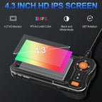 Endoscope Camera with Light - 4.3" LCD Screen Inspection Cameras,IP67 Waterproof Borescope with 8 Adjustable LED Lights,HD 1080P Endoscope Camera 16.5ft Semi-Rigid Cord,gifts for men tools and gadgets