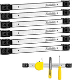 6 Pieces 12" Magnetic Tool Holder Strip, Stainless Steel Surface Tool Magnet Bar, Metal Tool Organizer Rack for Garage Organization, Easy To Install in Workshop, Mounting Screws Included