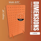 Torched Pegboard Display Stand for Jewelry, Craft Shows, Selling, Vendor Events, Tools, Peg Board Accessories Rack Organizer, Large 9.75" L x 4.3" W x 14" H, Orange
