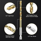 Drill Bit Set, 19Pcs Twist Drill Bit (13Pcs Hex Shank Drill Bit Set+6Pcs Cobalt Drill Bit) for Sheet Metal, Wood, Plastic, Quick Change Design (1/16" - 1/4")