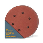 POWERTEC 180 Grit, 25 PK, 6 Inch Sanding Discs – Hook and Loop, 6-Hole Aluminum Oxide Orbital Sander Pads, Woodworking & Paint Round Sandpaper for Random Orbital, Air, Pneumatic & DA Sanders (45218)