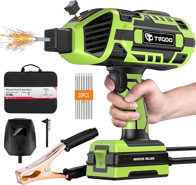 Portable Handheld Welding Machine - 110V IGBT Inverter Handheld Welder, 20-120A Portable ARC Welder with 5 Variable Current Adjustments,Hot Start & Anti-Stick for 3/32"-1/8" Welding Rods(Green)