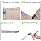 Delgada 8 inch/200mm Digital Angle Finder Ruler - Stainless Steel Protractor for Woodworking and Construction - Battery Included