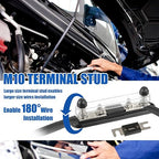 BOJACK ANL Fuse Holder with 350 Amp ANL Fuse, ANL Fuse Block with 2 Pieces 350A ANL Fuse, M10 Stud Terminals Maximum Current 750A, for Trucks, Cars, Ships, etc.