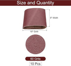 uxcell 10pcs 8" x 19" Sanding Belts 60 Grits Aluminum Oxide Abrasive Belt Sander Paper Sanding Papers for Metal Wood Grinding Polishing, Reddish Brown
