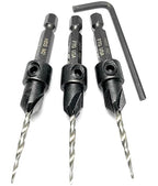 FTG USA Adjustable Wood Countersink Drill Bit Set 3 Pc #4 (7/64"") with Tapered Drill Bit for Woodworking