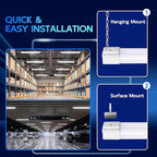 hykolity 2 Pack 4FT Linkable LED Shop Light for Garage, 4400lm, 4FT 42W, 5000K Daylight LED Workbench Light Fixture with Plug, Hanging or Surface Mount, White - ETL