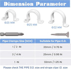 20 Set PVC conduit pipe strap clamps Φ25 MM - SCH 3/4 IN,Two Hole plastic pipe clips