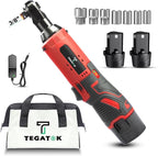 Cordless Electric Ratchet Wrench Set, 40FT-LBS (45N.m) 3/8" Electric Ratchet, 12V Cordless Ratchet Wrench, 2 x 2.0Ah Batteries Impact for Car Home, Red