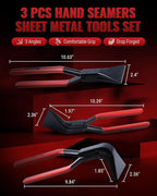 Hand Seamers Sheet Metal Tools, 3 Pieces Sheet Metal Bender for Bending and Flattening Sheet Metal, Straight Jaw, 45°, and 90° Metal Bending Tool with Tool Box Storage Case